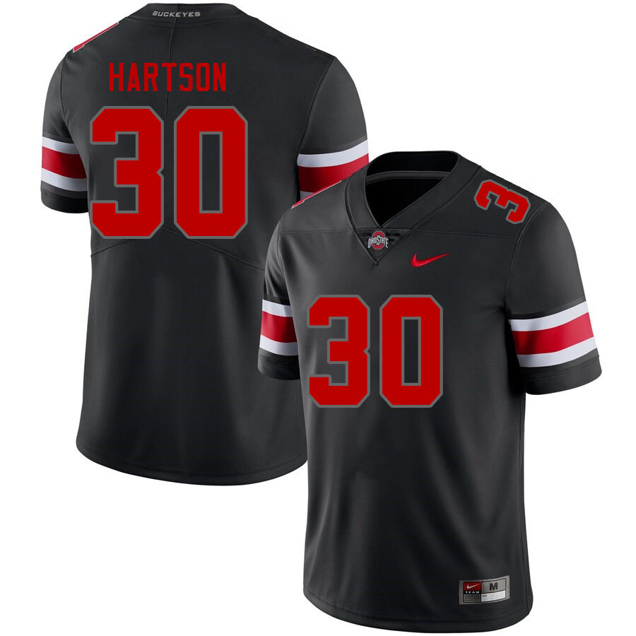 Men's Ohio State Buckeyes #30 Will Hartson Blackout Authentic College Stitched Football Jersey 23CL043JE